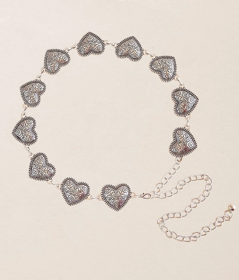 Embossed Heart Chain Belt