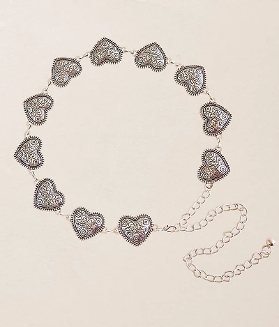 Embossed Heart Chain Belt