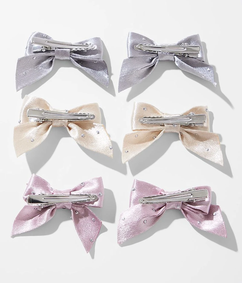 3 Pack Satin Hair Bow Clip Set