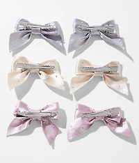 3 Pack Satin Hair Bow Clip Set