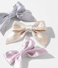 3 Pack Satin Hair Bow Clip Set