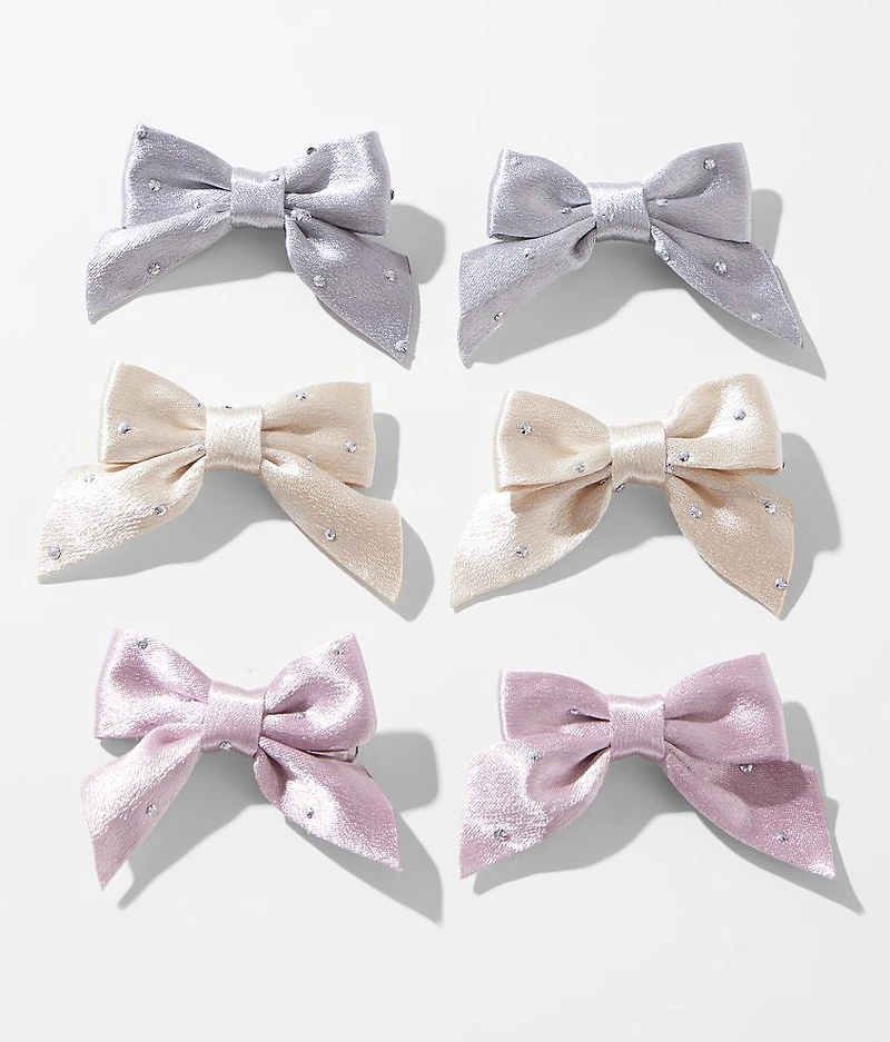 3 Pack Satin Hair Bow Clip Set