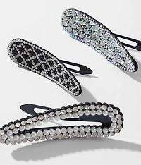 3 Pack Glitz Hair Barrettes