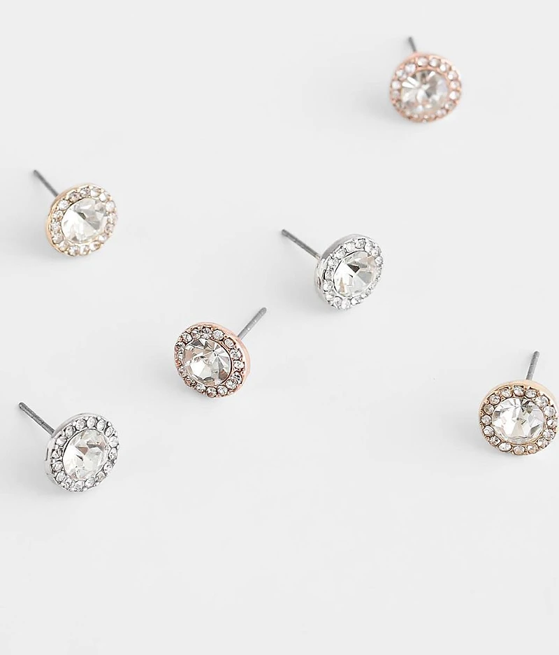 3 Pack Glitz Stud Earrings