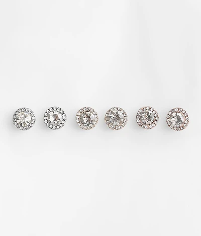 3 Pack Glitz Stud Earrings
