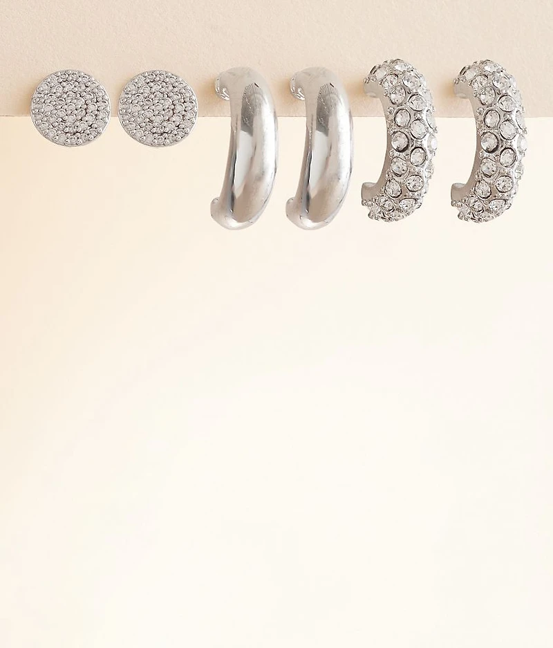 3 Pack Stud Earring Set