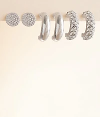 3 Pack Stud Earring Set