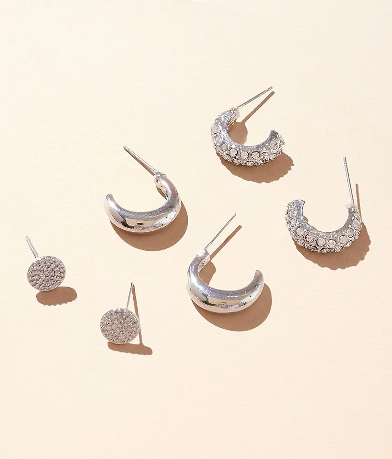 3 Pack Stud Earring Set