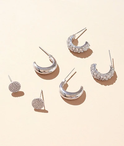 3 Pack Stud Earring Set