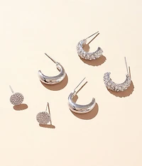 3 Pack Stud Earring Set