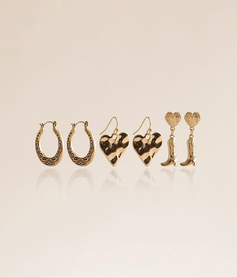 3 Pack Western Earring Set