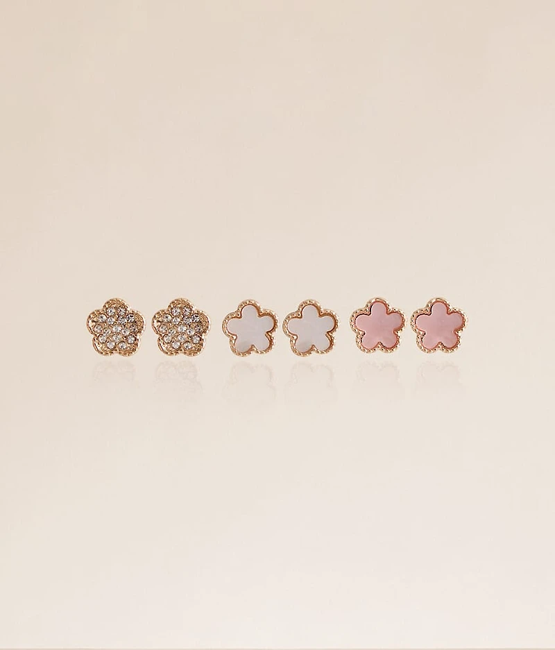 3 Pack Flower Earring Set