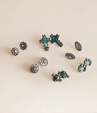 6 Pack Turquoise Statement Earring Set