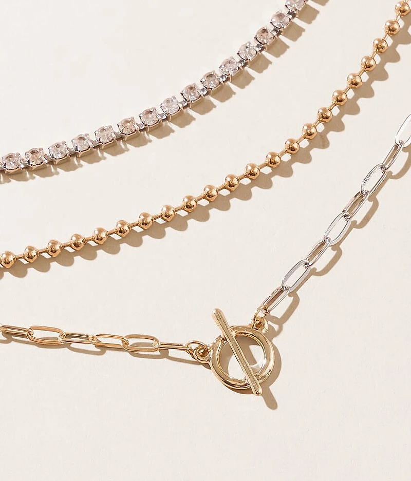 3 Pack Mixed Metal Necklace Set