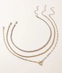 3 Pack Mixed Metal Necklace Set