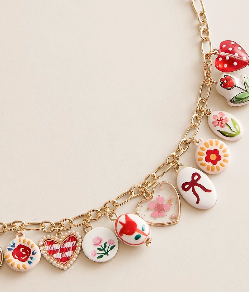 Floral Girly Charm Necklace