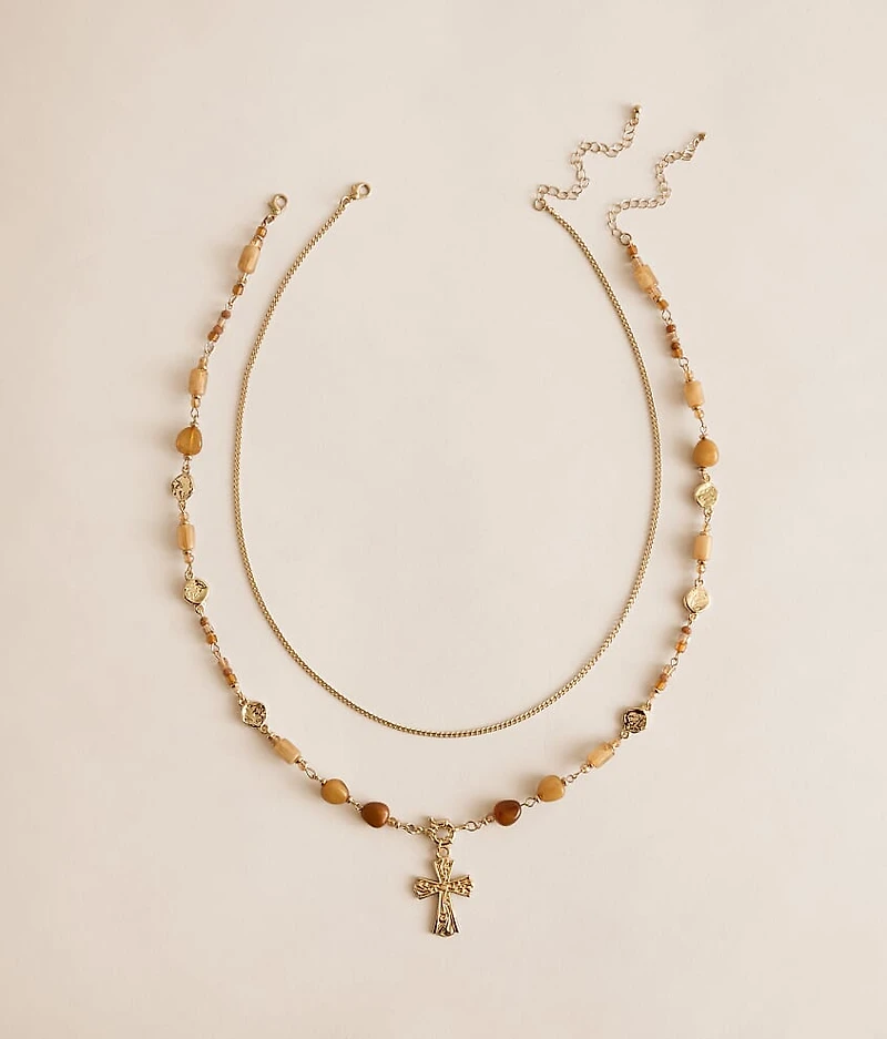 2 Pack Cross Pendant Necklace Set