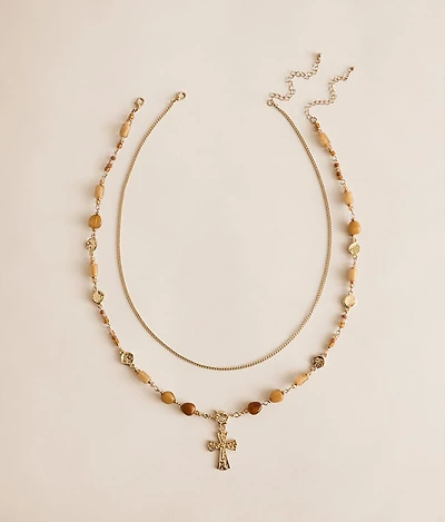 2 Pack Cross Pendant Necklace Set