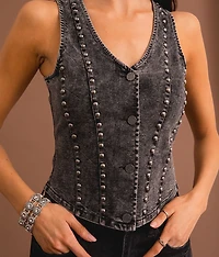 Studded Denim Vest