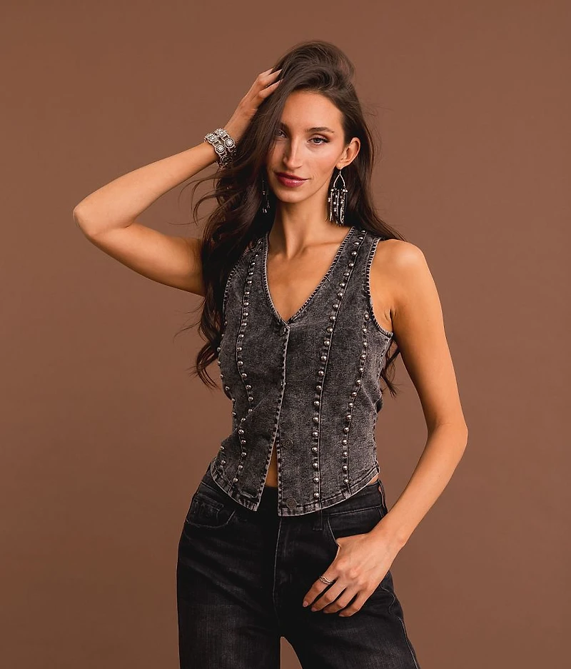 Studded Denim Vest