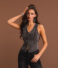 Studded Denim Vest
