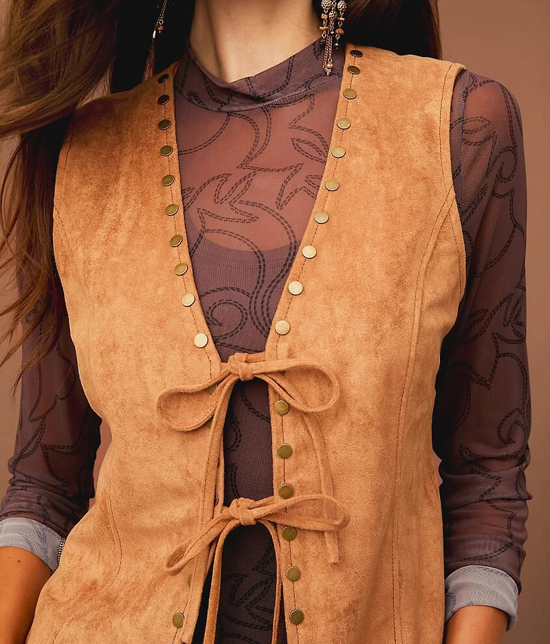 Studded Faux Suede Vest