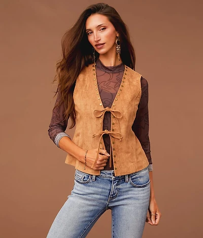 Studded Faux Suede Vest