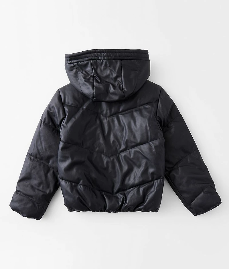 Girls - Pleather Hooded Puffer Jacket
