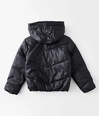 Girls - Pleather Hooded Puffer Jacket
