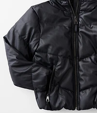 Girls - Pleather Hooded Puffer Jacket