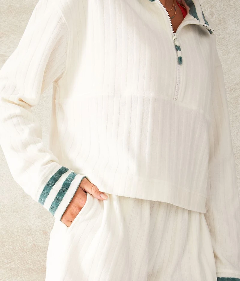 Cropped French Terry Fleece Pullover