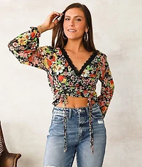 Floral Mesh Top