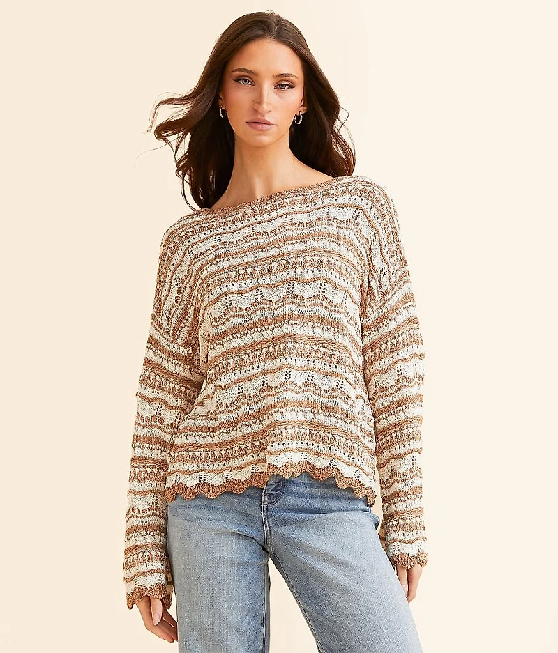 Scallop Striped Sweater