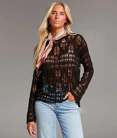BKE Open Stitch Sweater