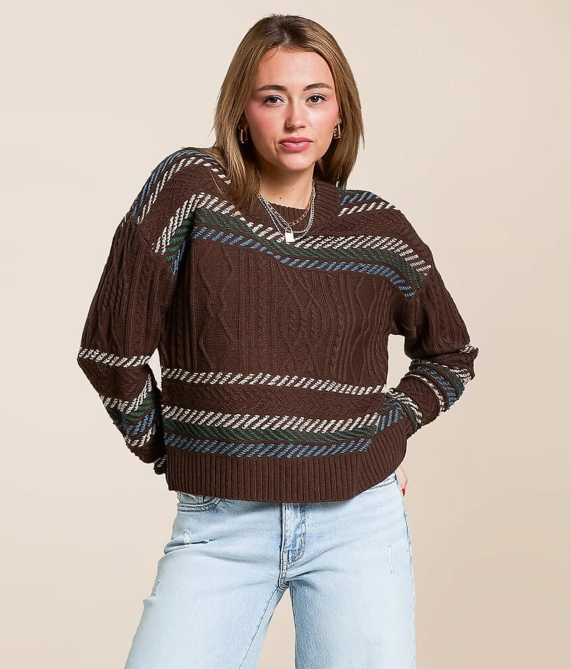 Striped Cable Knit Sweater