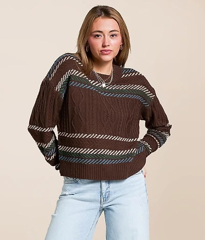 Striped Cable Knit Sweater