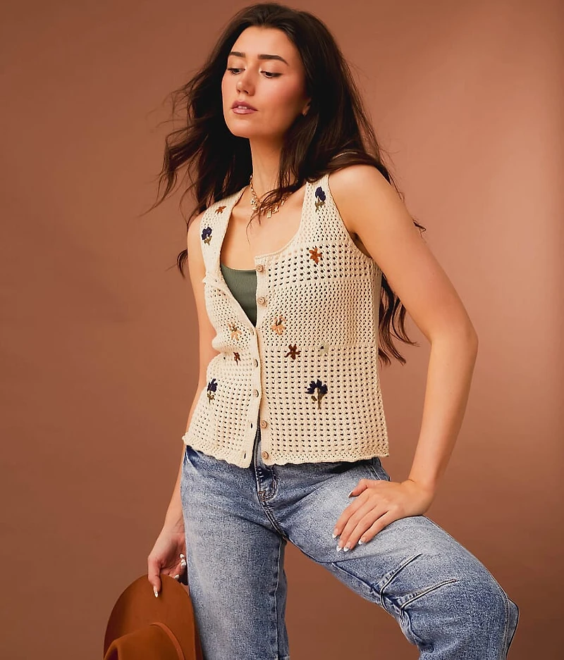 Floral Sweater Tank Top