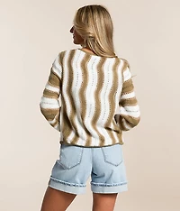 Wave Pointelle Cardigan Sweater