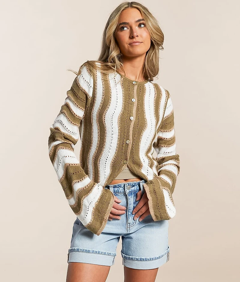 Wave Pointelle Cardigan Sweater