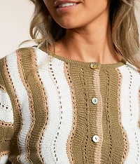 Wave Pointelle Cardigan Sweater