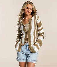 Wave Pointelle Cardigan Sweater
