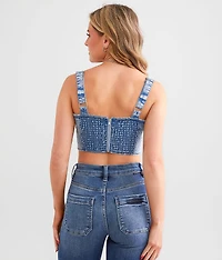 Cropped Denim Corset Tank Top