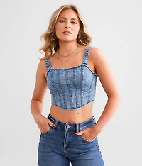 Cropped Denim Corset Tank Top
