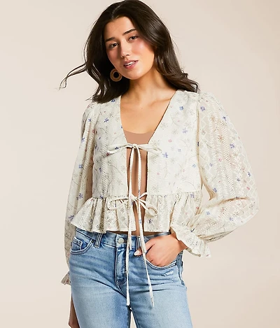 Embroidered Floral Top