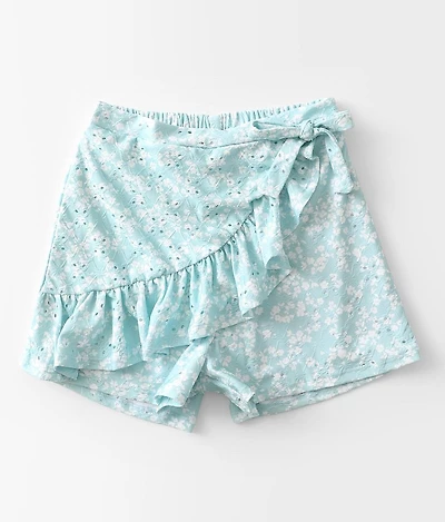 Girls - Floral Eyelet Wrap Skort