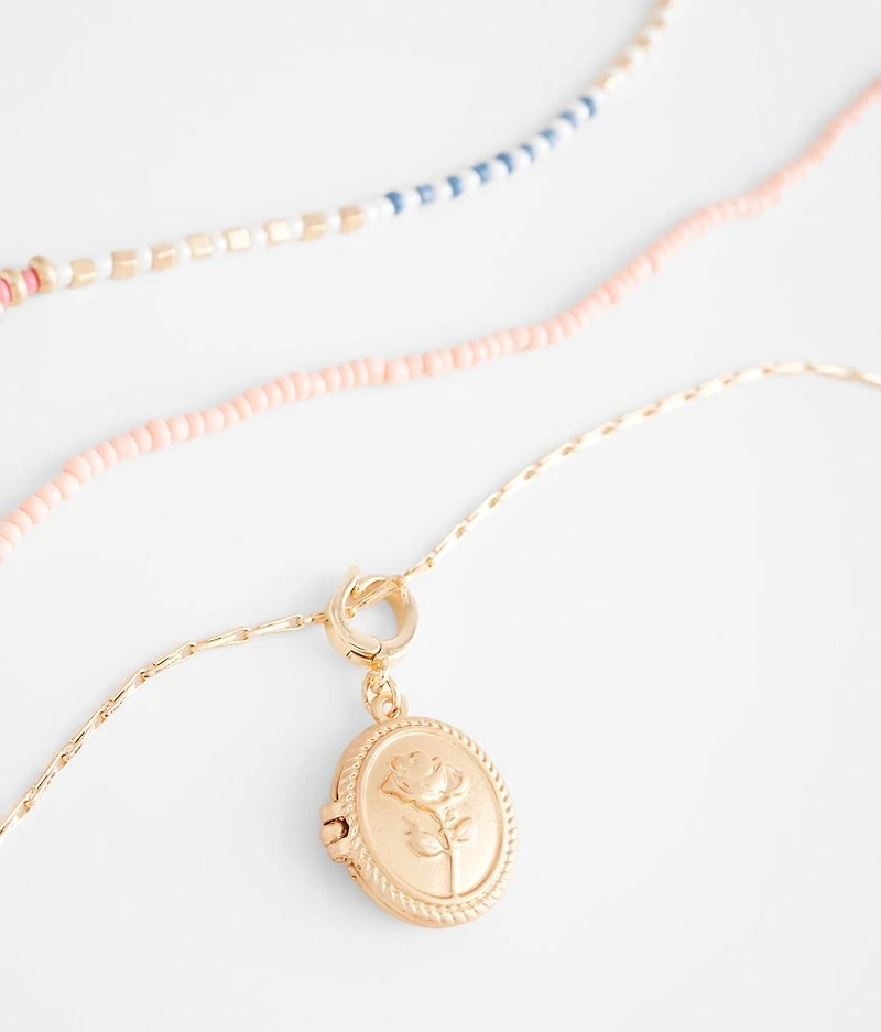3 Pack Locket Necklace Set