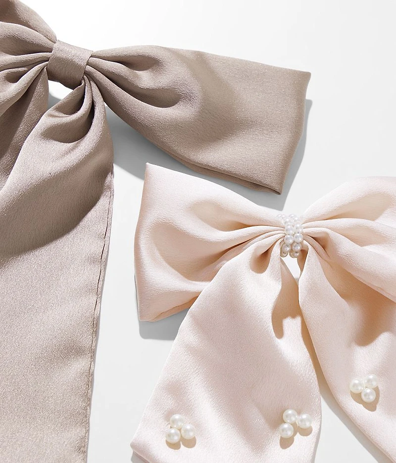 2 Pack Satin Hair Barrette Set