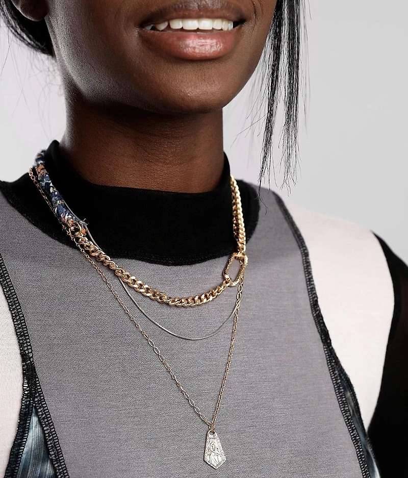 3 Pack Mixed Chain Necklace Set