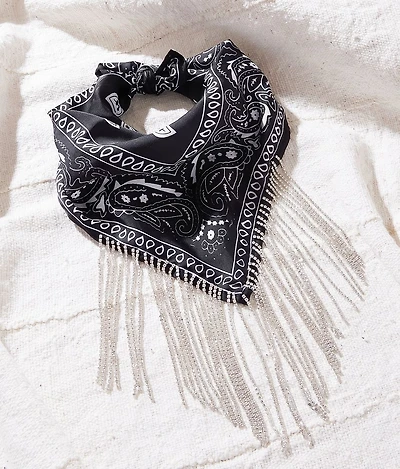 Rhinestone Fringe Bandana Scarf