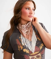 Rhinestone Fringe Bandana Scarf